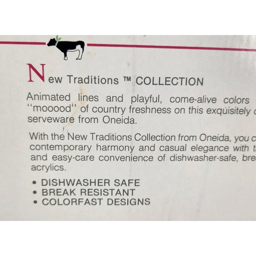 Cows Cows Cows! New Vintage 1987 Oneida Lucite Salad Bowl and Tongs Rare!